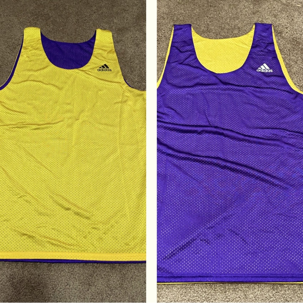 MINT ADIDAS REVERSIBLE MESH JERSEY TANK TOP LA LAKERS OR VIKINGS YELLOW & PURPLE